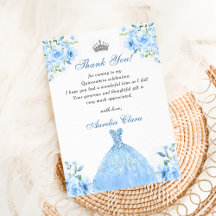 Tarjeta de agradecimiento de vestido floral azul p