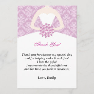 Tarjeta de agradecimiento de vestido Lilac Damask 