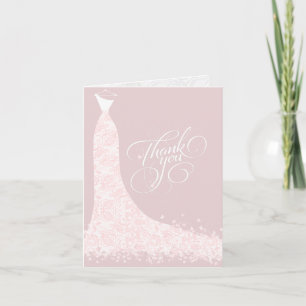 Tarjeta De Agradecimiento De Vestido Rosa Y Blanco
