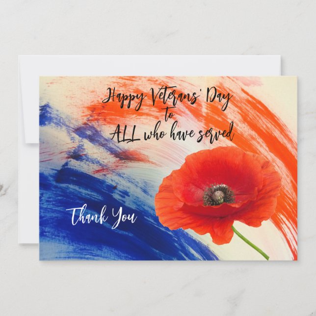 Tarjeta de agradecimiento de Veterans Day Flat (Anverso)