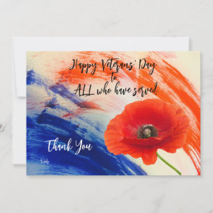 Tarjeta de agradecimiento de Veterans Day Flat