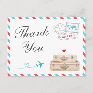 Tarjeta de agradecimiento de viaje, boda de avión