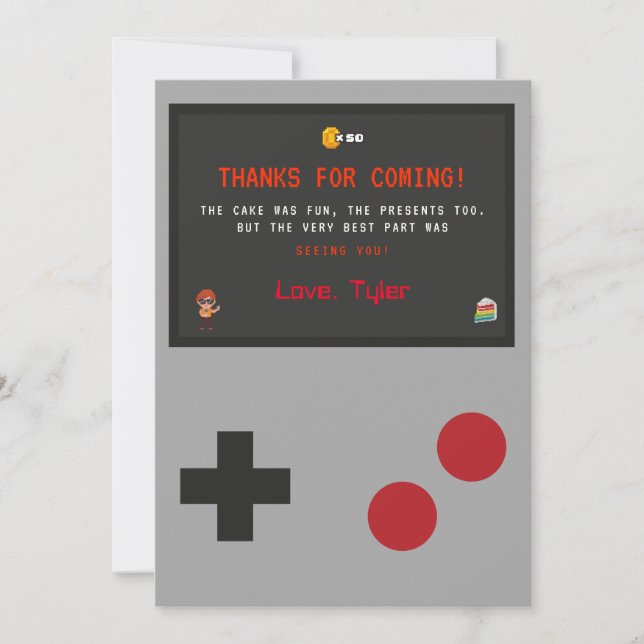 Tarjeta de agradecimiento de videojuegos (Anverso)