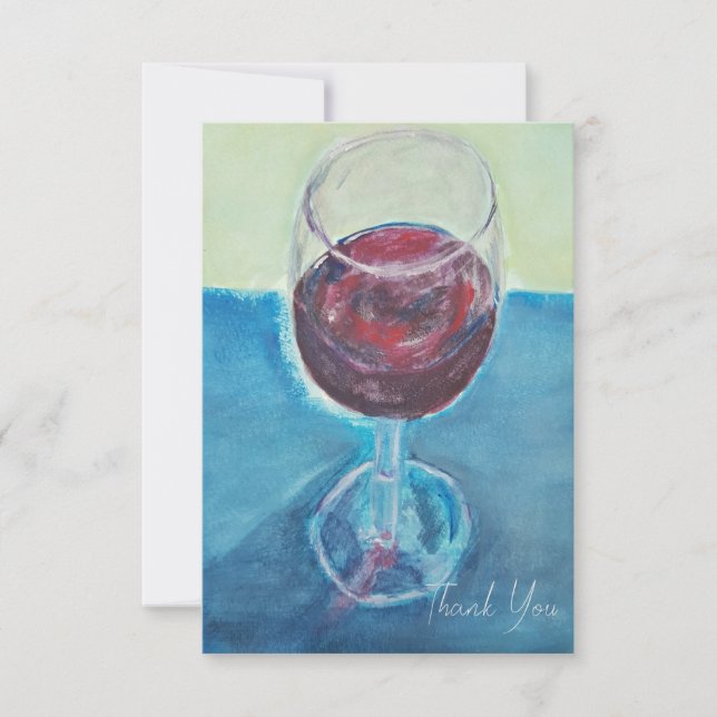 Tarjeta de agradecimiento de vino editable | Arte  (Anverso)