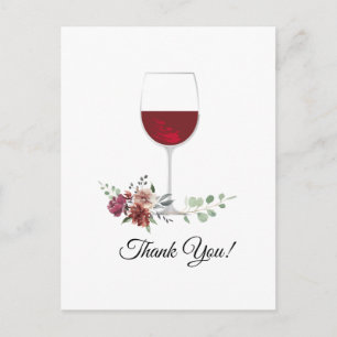 tarjeta de agradecimiento de vino, flores