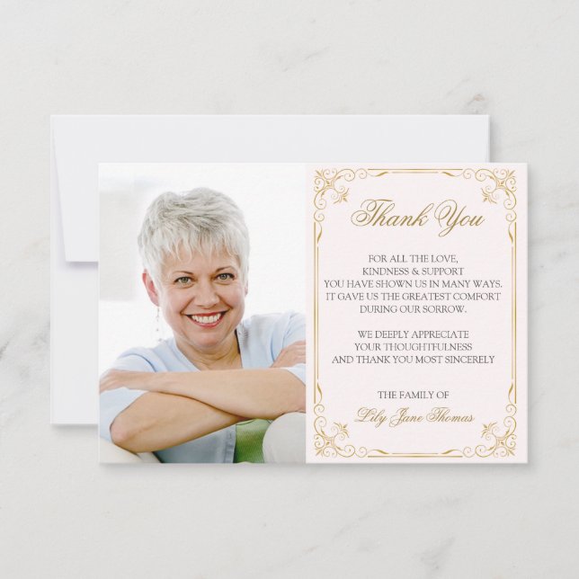 Tarjeta de agradecimiento de Vintage Gold Swirl |  (Anverso)