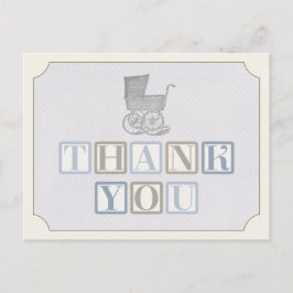 tarjeta de agradecimiento de vintage pram, bebé ca