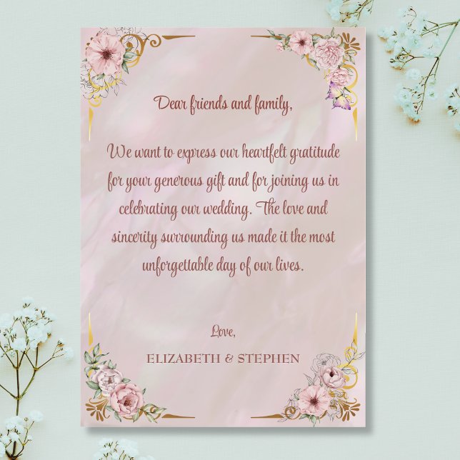 Tarjeta de agradecimiento de Vintage Rubor Peony (Subido por el creador)