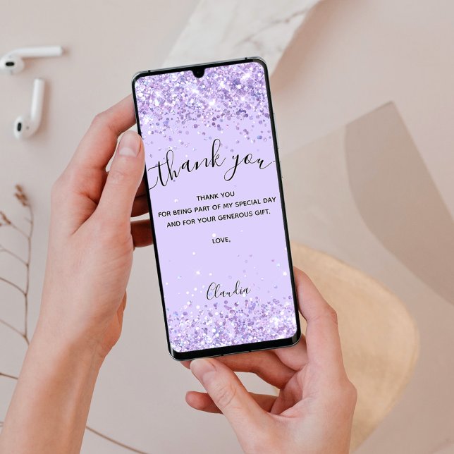 Tarjeta de agradecimiento de Violet purpurina (Subido por el creador)