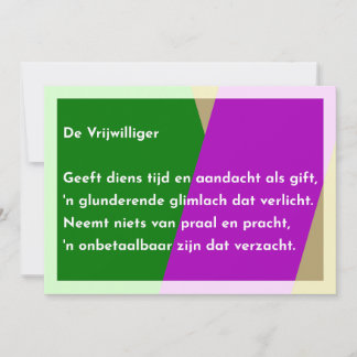 Tarjeta De Agradecimiento De Vrijwilliger