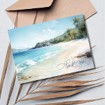 Tarjeta de agradecimiento de Watercolor Beach Wedd<br><div class="desc">Comparte tu gratitud con el encanto de la costa usando esta tarjeta Watercolor Beach Wedding. El frente cuenta con un diseño de playa de color agua sereno, que evoca la tranquilidad y el romanticismo de su celebración junto al mar. La parte trasera ofrece espacio para el mensaje de agradecimiento de...</div>