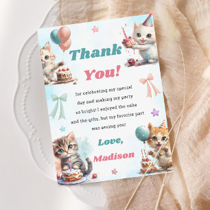 Tarjeta de agradecimiento de Watercolor Cute Kitty