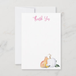 Tarjeta de agradecimiento de Watercolor Fox y Pump