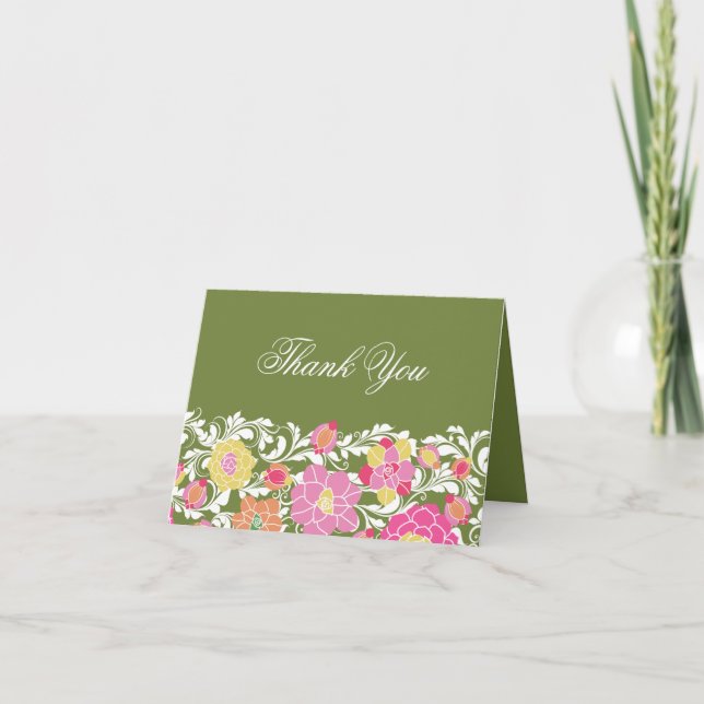 Tarjeta de agradecimiento de Watercolor Pastel Flo (Anverso)