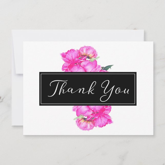 Tarjeta de agradecimiento de Watercolor Peonies Bu (Anverso)