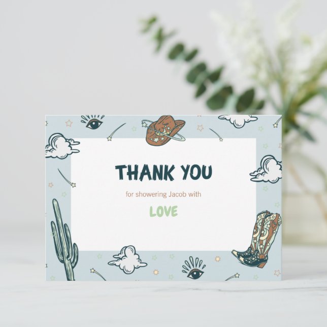 Tarjeta de agradecimiento de Western Cowboy Baby S (Anverso de pie)