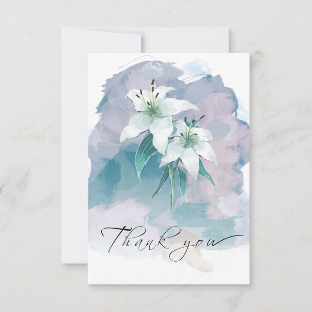 Tarjeta de agradecimiento de White Lily - Elegante (Anverso)