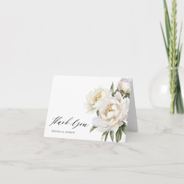 Tarjeta de agradecimiento de White Peony Boda (Anverso)