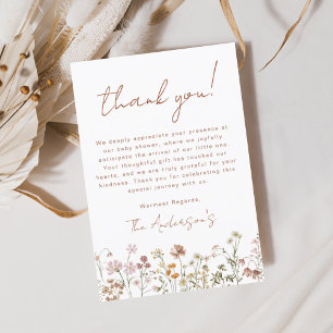Tarjeta de agradecimiento de Wildflower Baby Showe