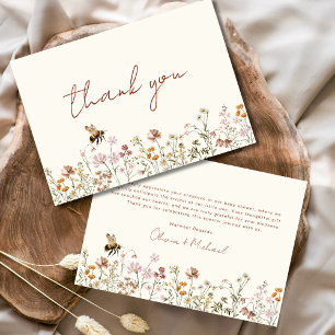 Tarjeta de agradecimiento de Wildflower Bee Baby S
