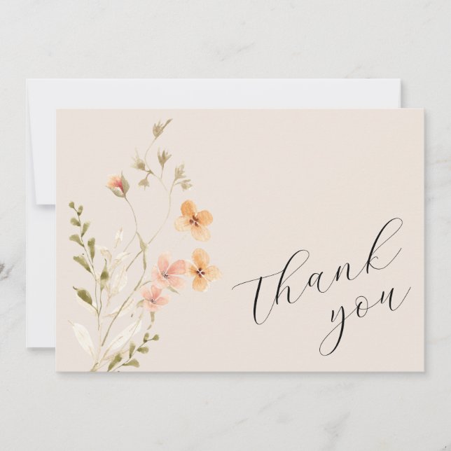Tarjeta de agradecimiento de Wildflower Boho Baby  (Anverso)