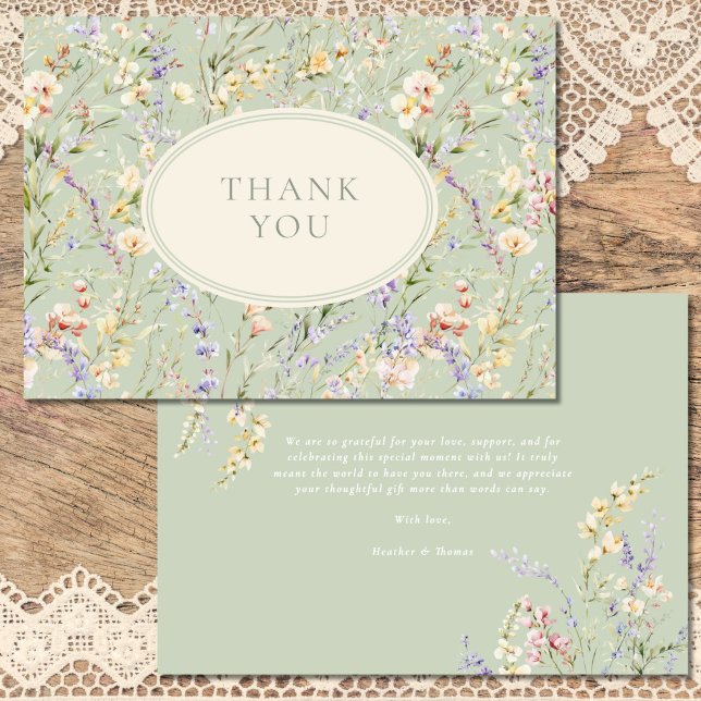 Tarjeta de agradecimiento de Wildflower Sage Green (Subido por el creador)