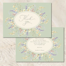 Tarjeta de agradecimiento de Wildflower Sage Green