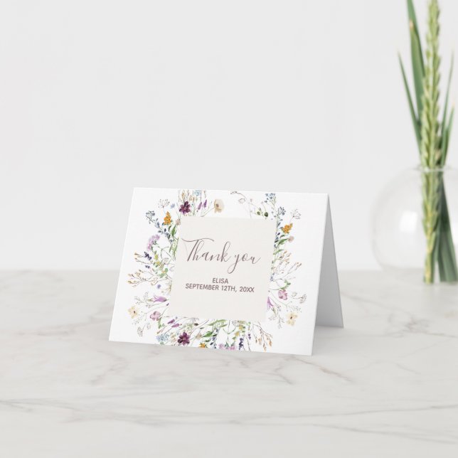 Tarjeta de agradecimiento de Wildflowers Baby Show (Anverso)