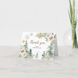 Tarjeta de agradecimiento de Winter White Floral B