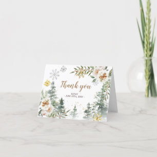 Tarjeta de agradecimiento de Winter White Floral B