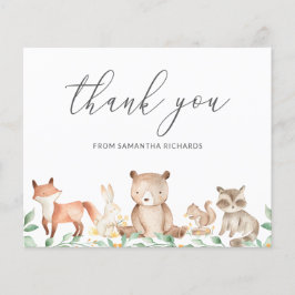Tarjeta de agradecimiento de Woodland Animals Budg