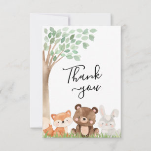 Tarjeta de agradecimiento de Woodland Baby Shower