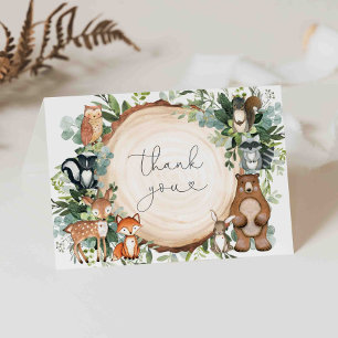 Tarjeta de agradecimiento de Woodland Baby Shower