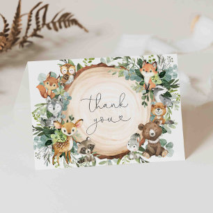 Tarjeta de agradecimiento de Woodland Baby Shower