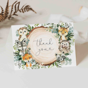 Tarjeta de agradecimiento de Woodland Baby Shower