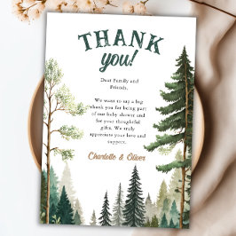 Tarjeta de agradecimiento de Woodland Baby Shower
