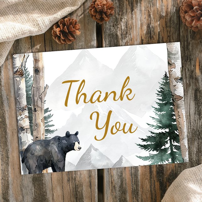 Tarjeta de agradecimiento de Woodland Bear Adventu (Thank You Card)