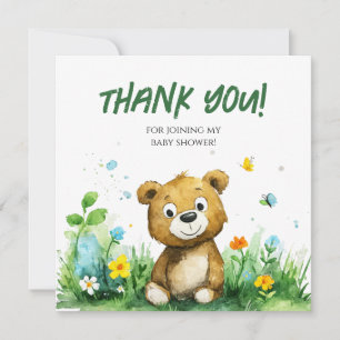 Tarjeta de agradecimiento de Woodland Bear Baby Sh