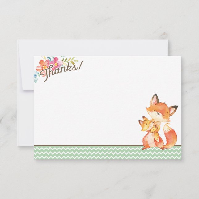 Tarjeta de agradecimiento de Woodland Fox Baby Sho (Anverso)