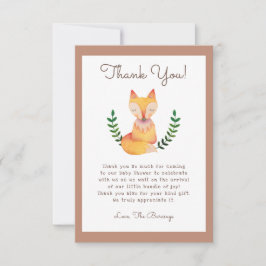 Tarjeta de agradecimiento de Woodland Fox Baby Sho