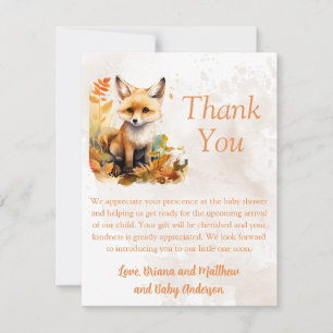 Tarjeta de agradecimiento de Woodland Fox Cute Bab