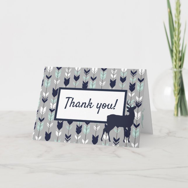 Tarjeta de agradecimiento de Woodland - menta, mar (Anverso)