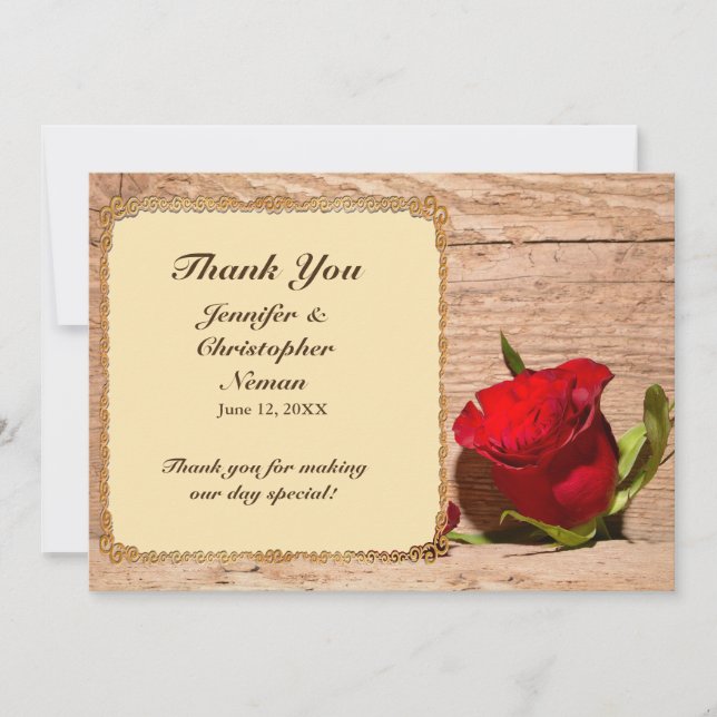 Tarjeta de agradecimiento de Wooh Wall & Red Rose (Anverso)
