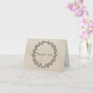 Tarjeta de agradecimiento de Wreath Beige Elegant