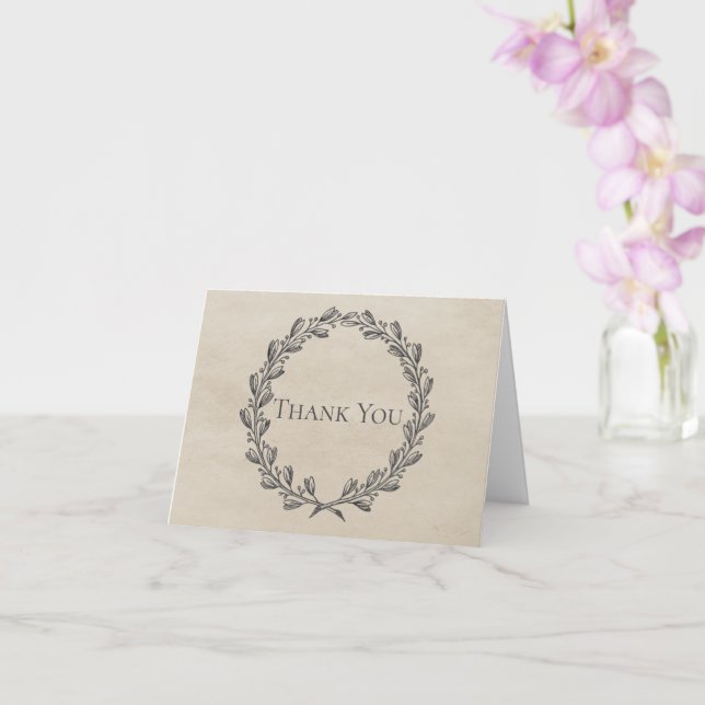 Tarjeta de agradecimiento de Wreath Beige Elegant (Orquídea)
