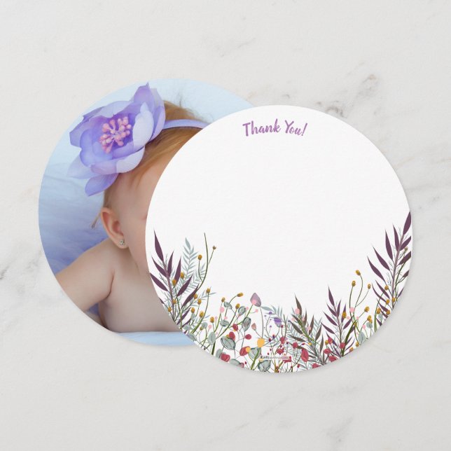 Tarjeta de agradecimiento de Yanna Round Photo (Anverso / Reverso)