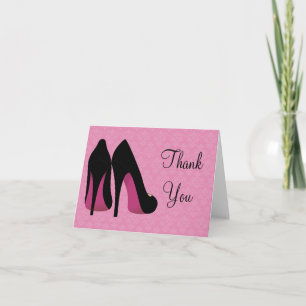 Tarjeta de agradecimiento de zapatos de damasco ro