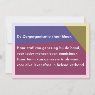 Tarjeta De Agradecimiento De Zorgorganisatie staat klaar