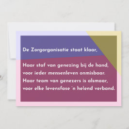 Tarjeta De Agradecimiento De Zorgorganisatie staat klaar