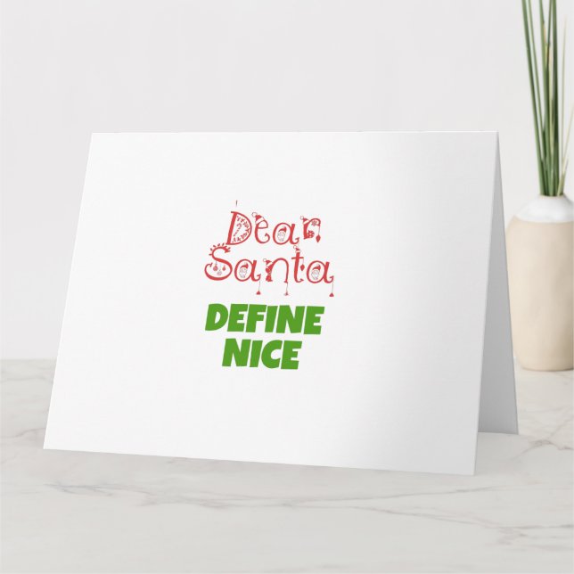 Tarjeta De Agradecimiento Dear Santa define nice (Anverso)